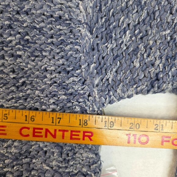 Floral Hand Knit Rag Cardigan Small Med Denim Blue Bellepointe Vintage Deadstock - Picture 8 of 9